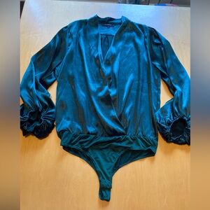 Olivaceous Green Satin Top